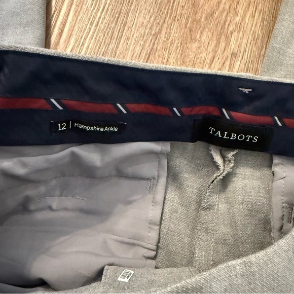 Talbots Hampshire Straight Ankle Pants Women’s Sz 12 Grey Rattan Neutral Office - Picture 4 of 9